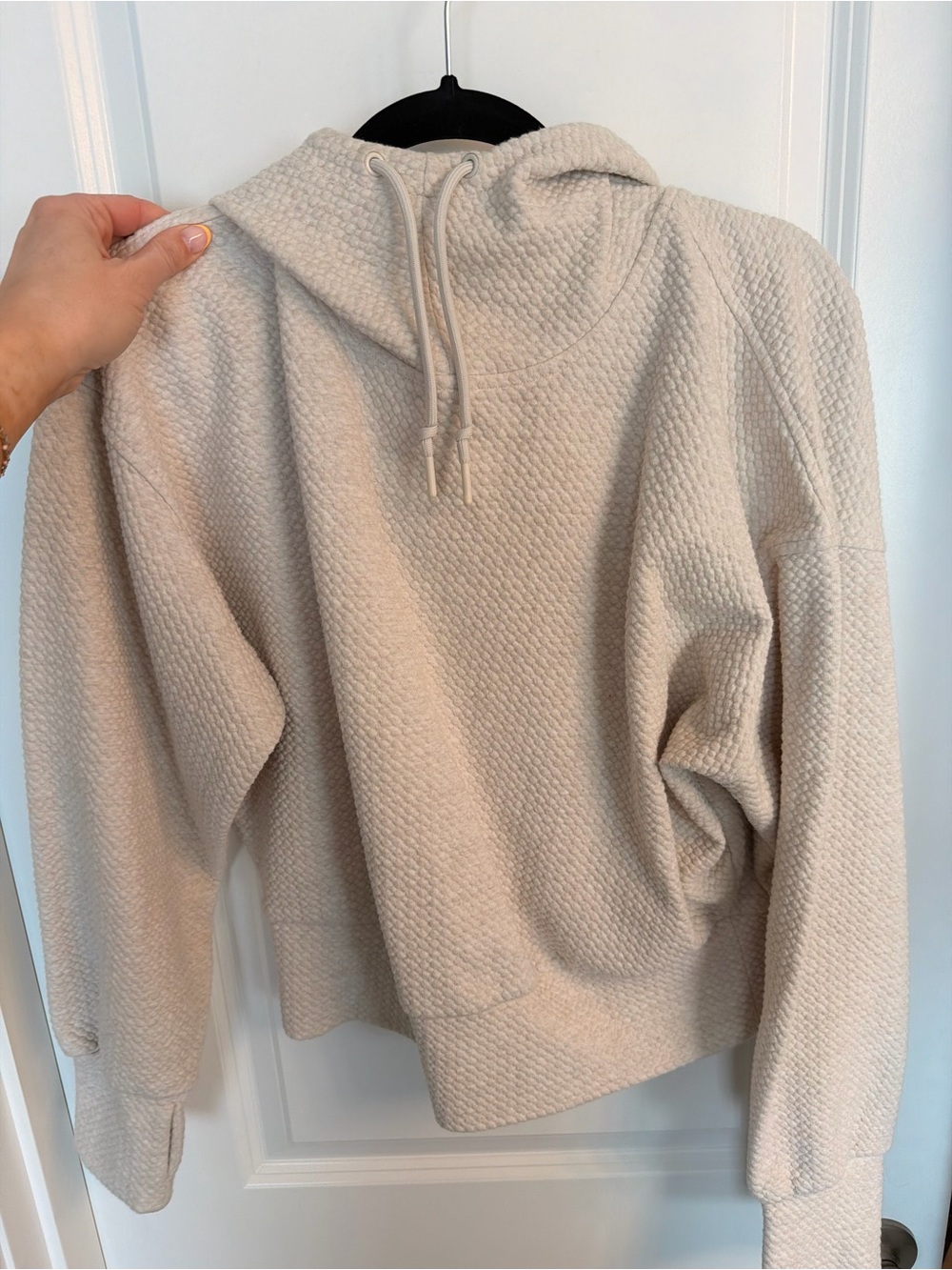 Old Navy Cream Textured Hooded Sweatshirt